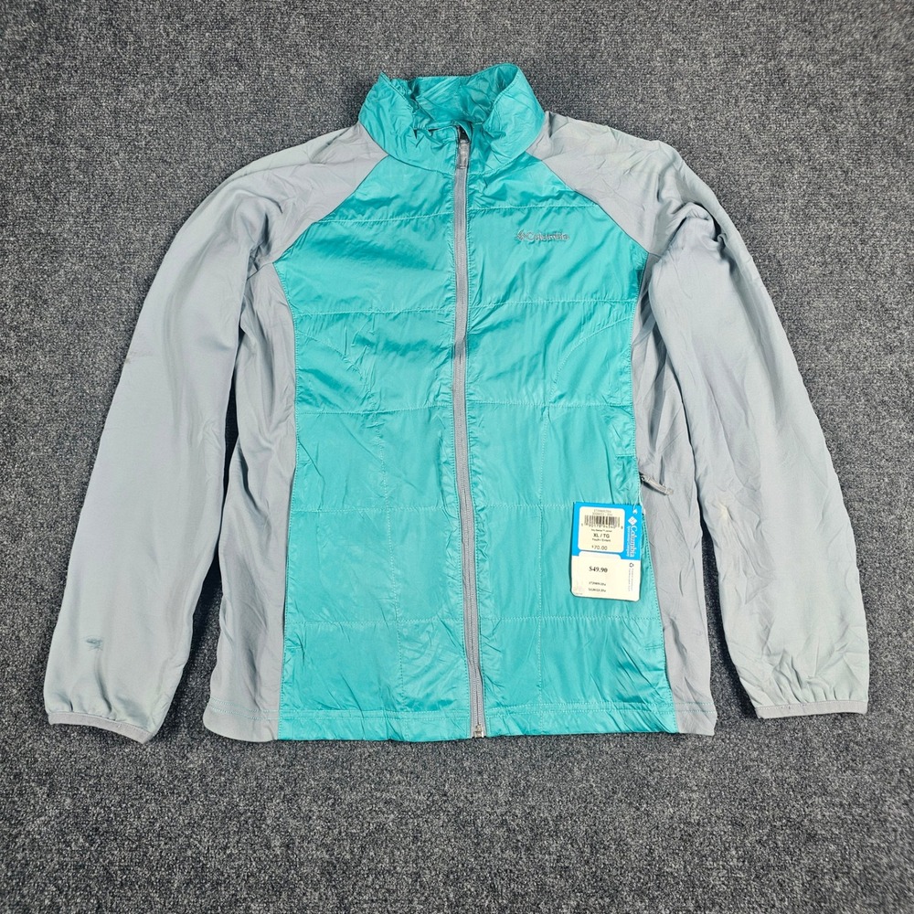 Columbia Key Seeker Jacket Youth XL Teal Quilted Insulated Puffer Zip NWT DAMAGE